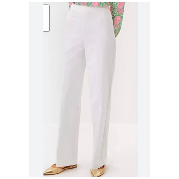 Lilly Pulitzer Ellamarie White Dress Pants 8 Wide-Leg Side-Zip Stretch Trousers - Picture 3 of 14